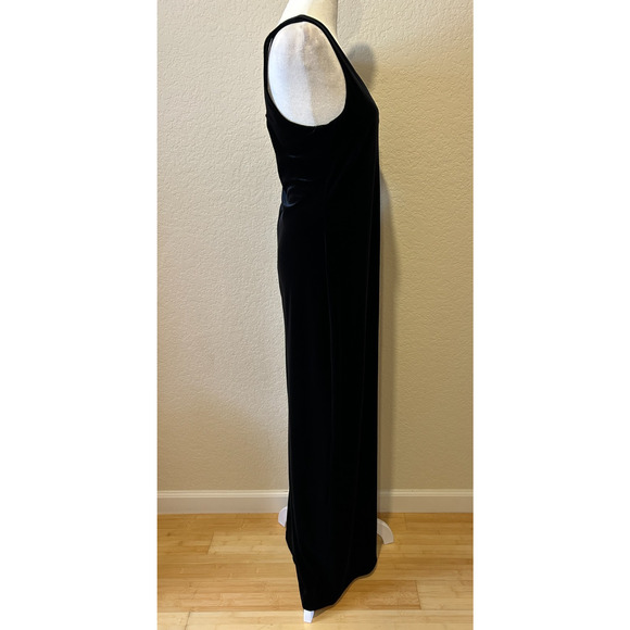 Vintage 90s Y2K Formula X Black Velvet Maxi Dress Size L Gothic Open Back Vamp - Picture 2 of 8